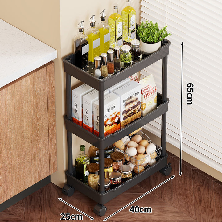 5-Tier Rolling Kitchen Storage Cart with Deep Plastic Baskets and Locking Casters