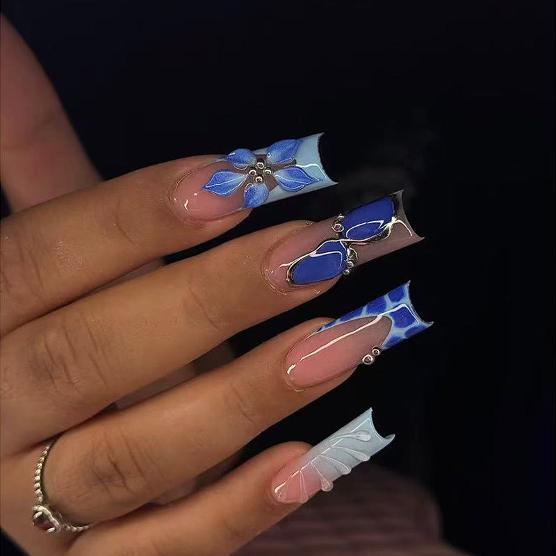 Artistic Floral Acrylic Nail Extensions Stornfield