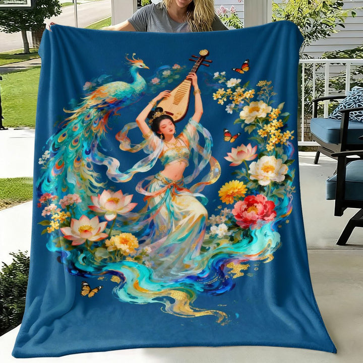 Artistic Cultural Print Fleece Throw Blanket