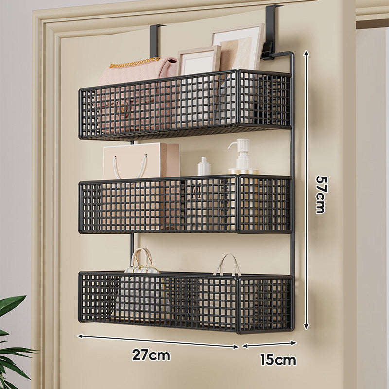 Over-Door Double-Tier Grid Hanging Storage Basket