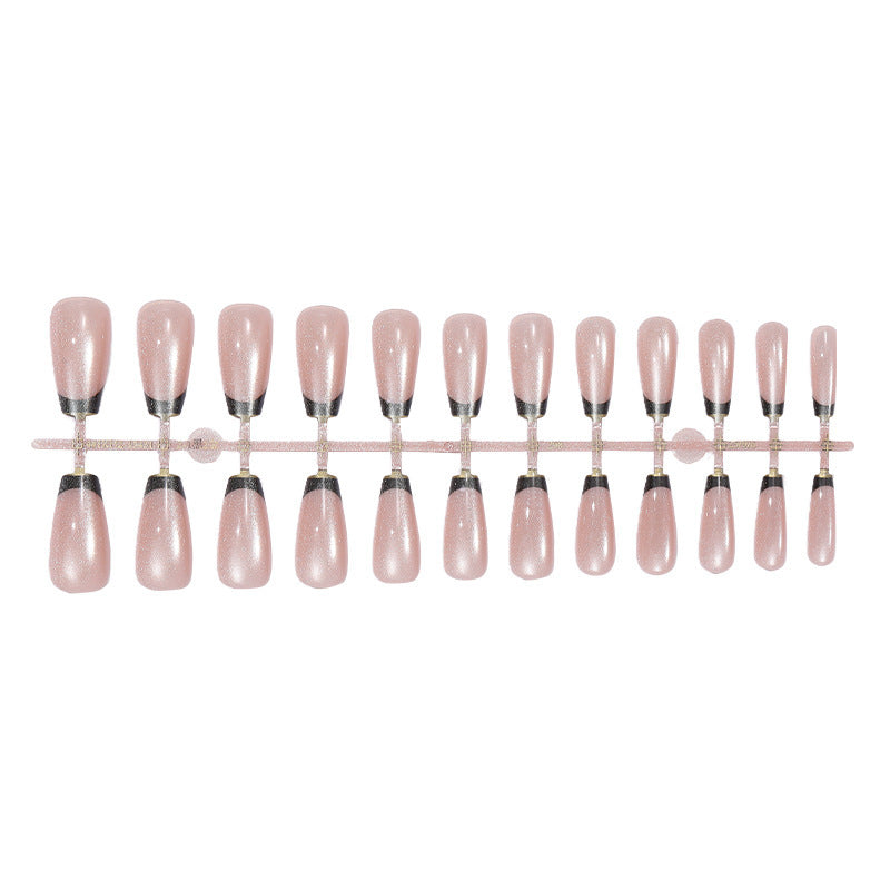 Acrylic nail set with elegant French design and glitter accents Stornfield