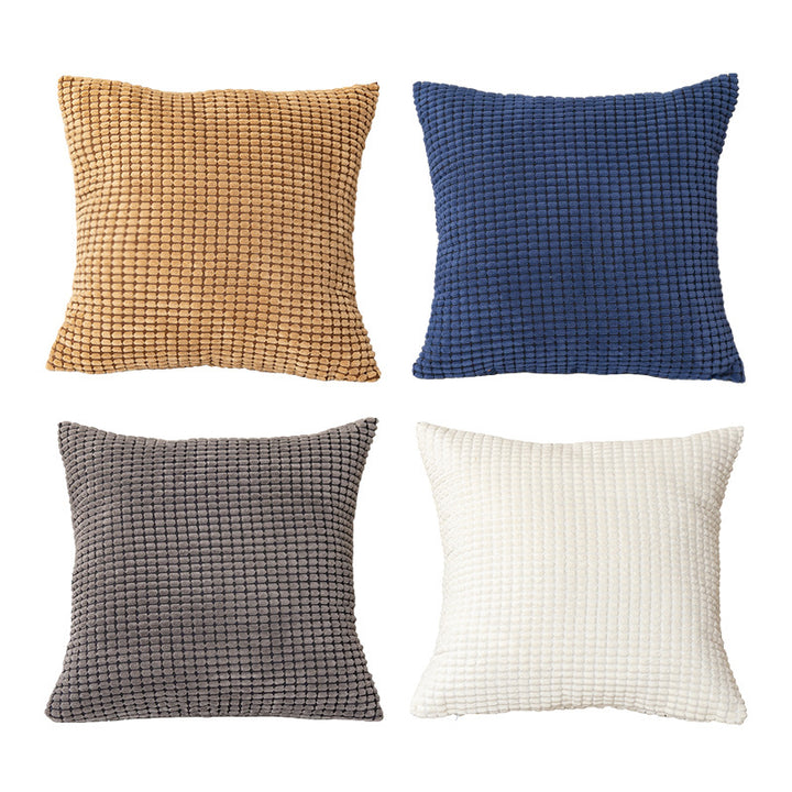 Plush Waffle-Texture Square Throw Pillow Cushion