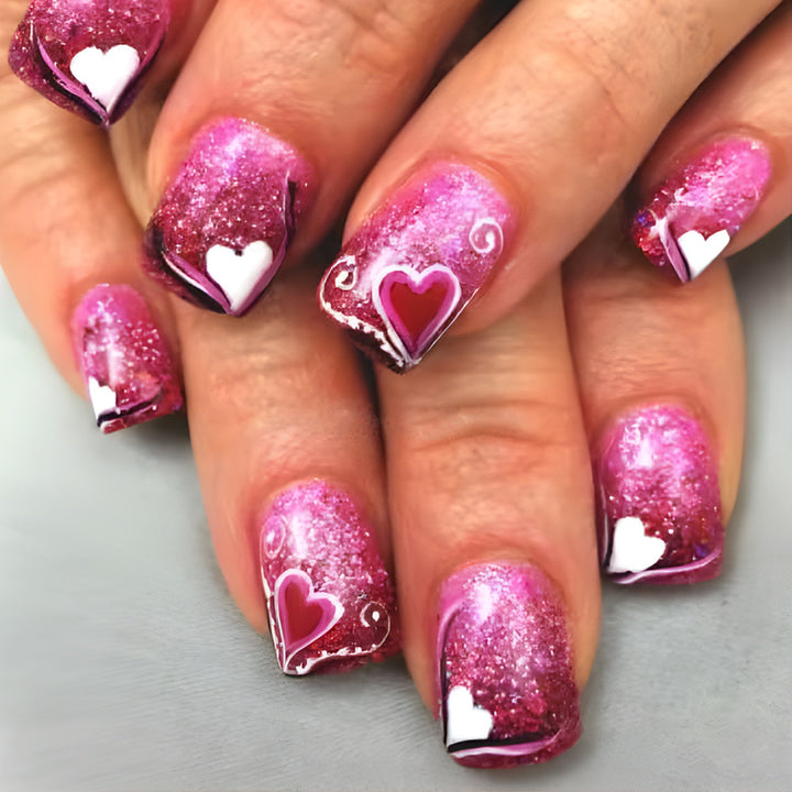 Heart-Themed Glitter Nail Art Set Stornfield