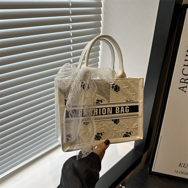 Fashionable Tote Bag with Lace Detail