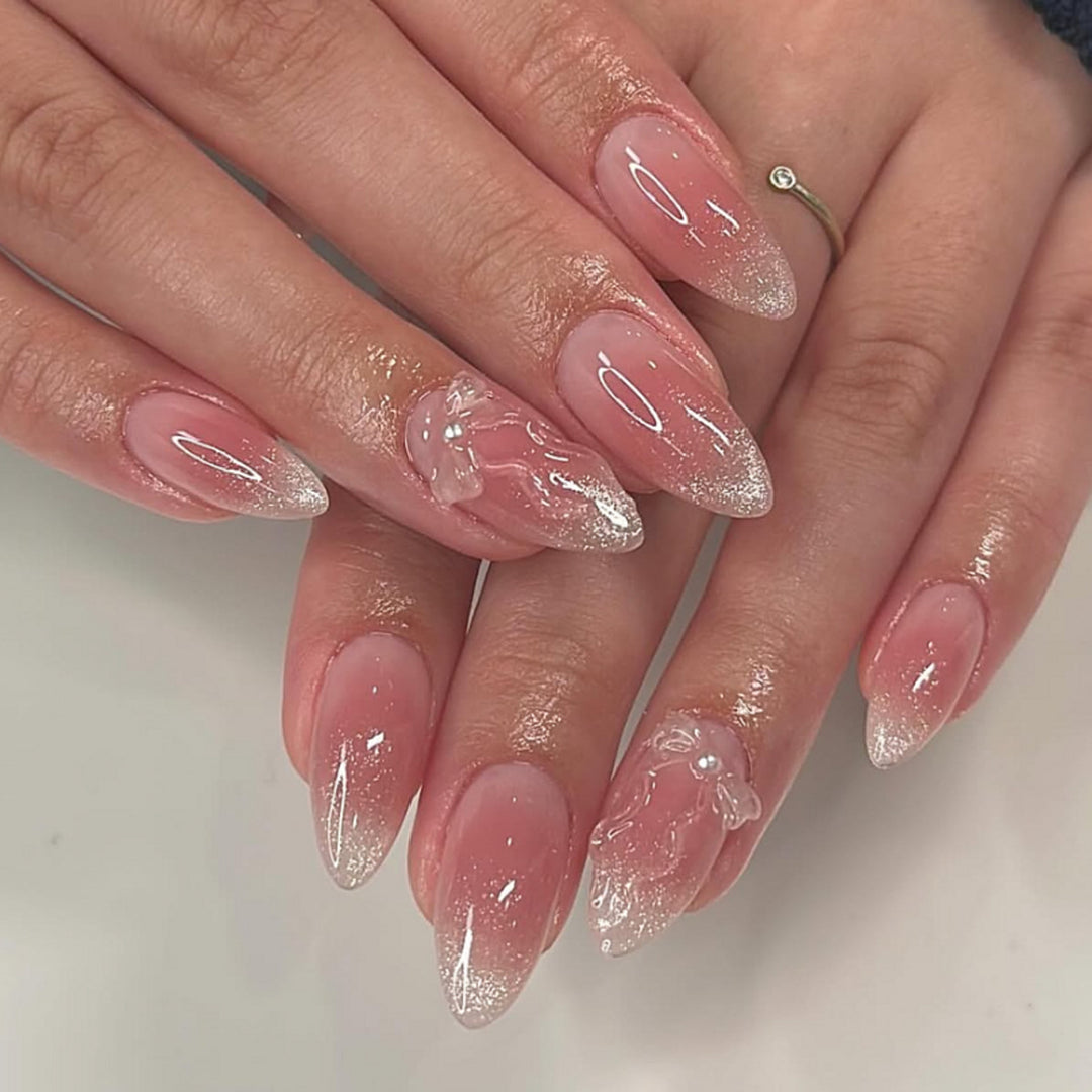 Elegant nail art in maritime design with glitter and 3D accents Stornfield