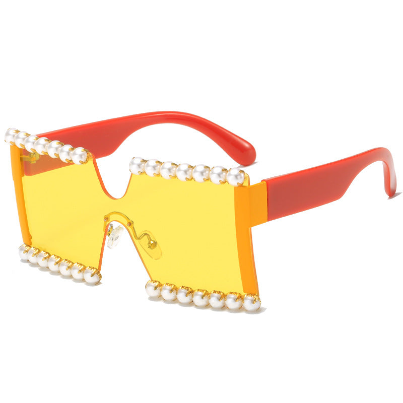 Ladies extravagant rectangular sunglasses with pearl decoration and UV protection Stornfield