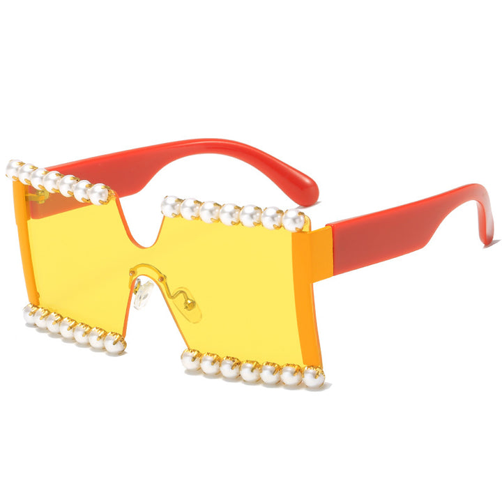 Ladies extravagant rectangular sunglasses with pearl decoration and UV protection Stornfield