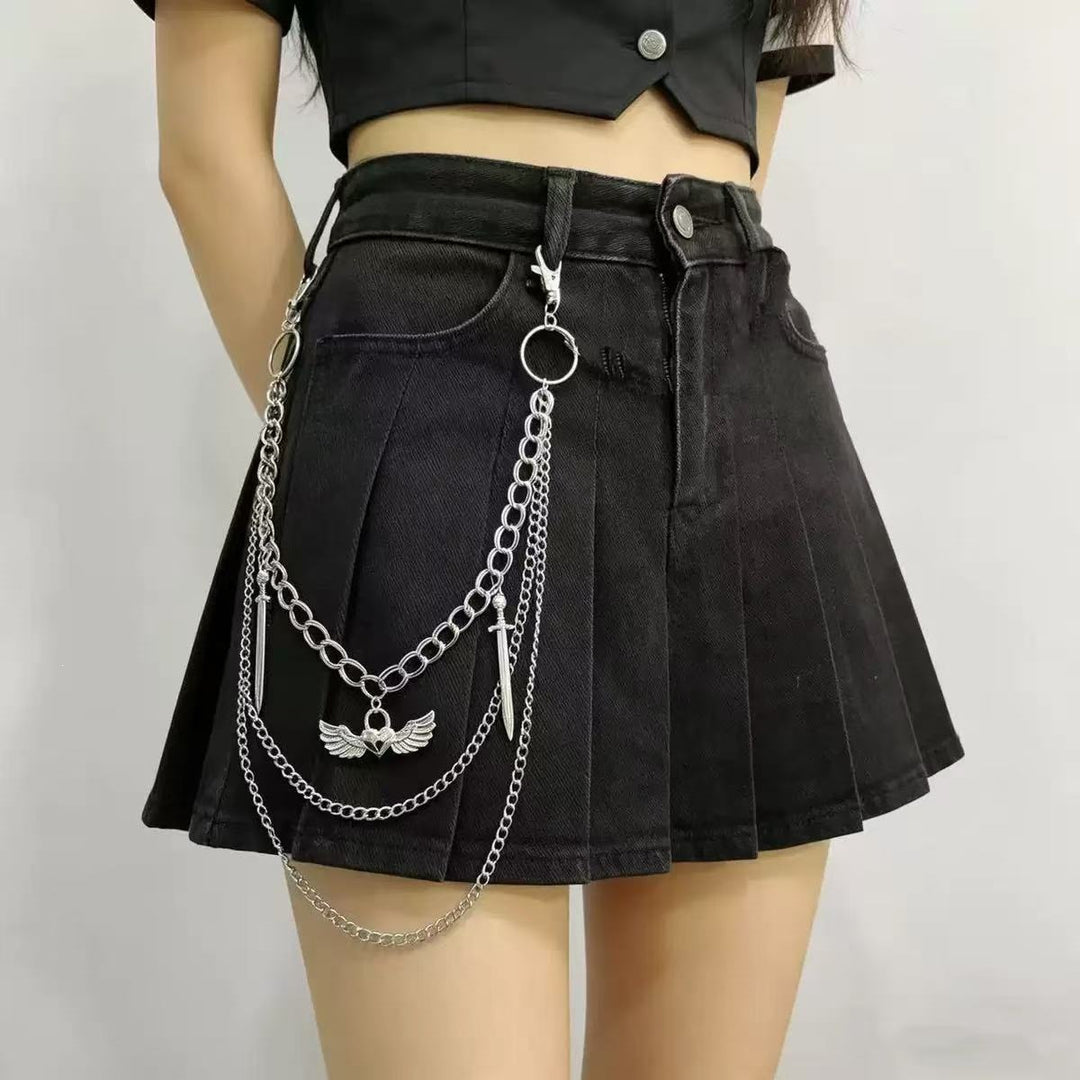 Pleated skirt with stylish chains by Stornfield