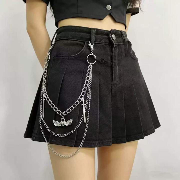 Pleated skirt with stylish chains by Stornfield