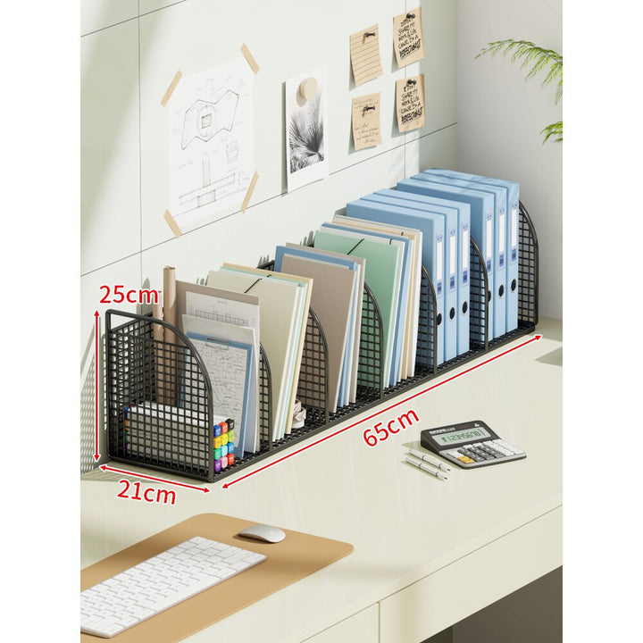 Multi-Tier Angled Metal Mesh Desktop File and Folder Organizer