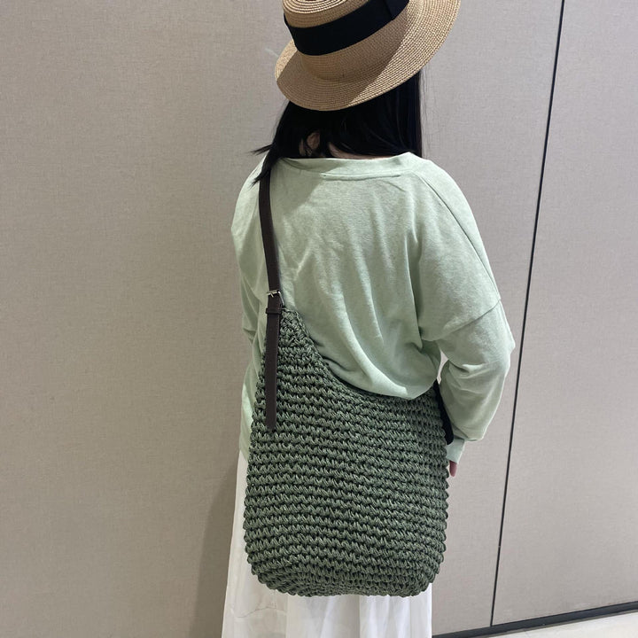 Handcrafted macrame shoulder bag with leather straps Stornfield