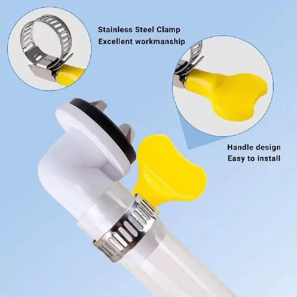Unisex One Size Universal Device Hose Bend Connection with Removable Plug and Stainless Steel Clamp Stornfield