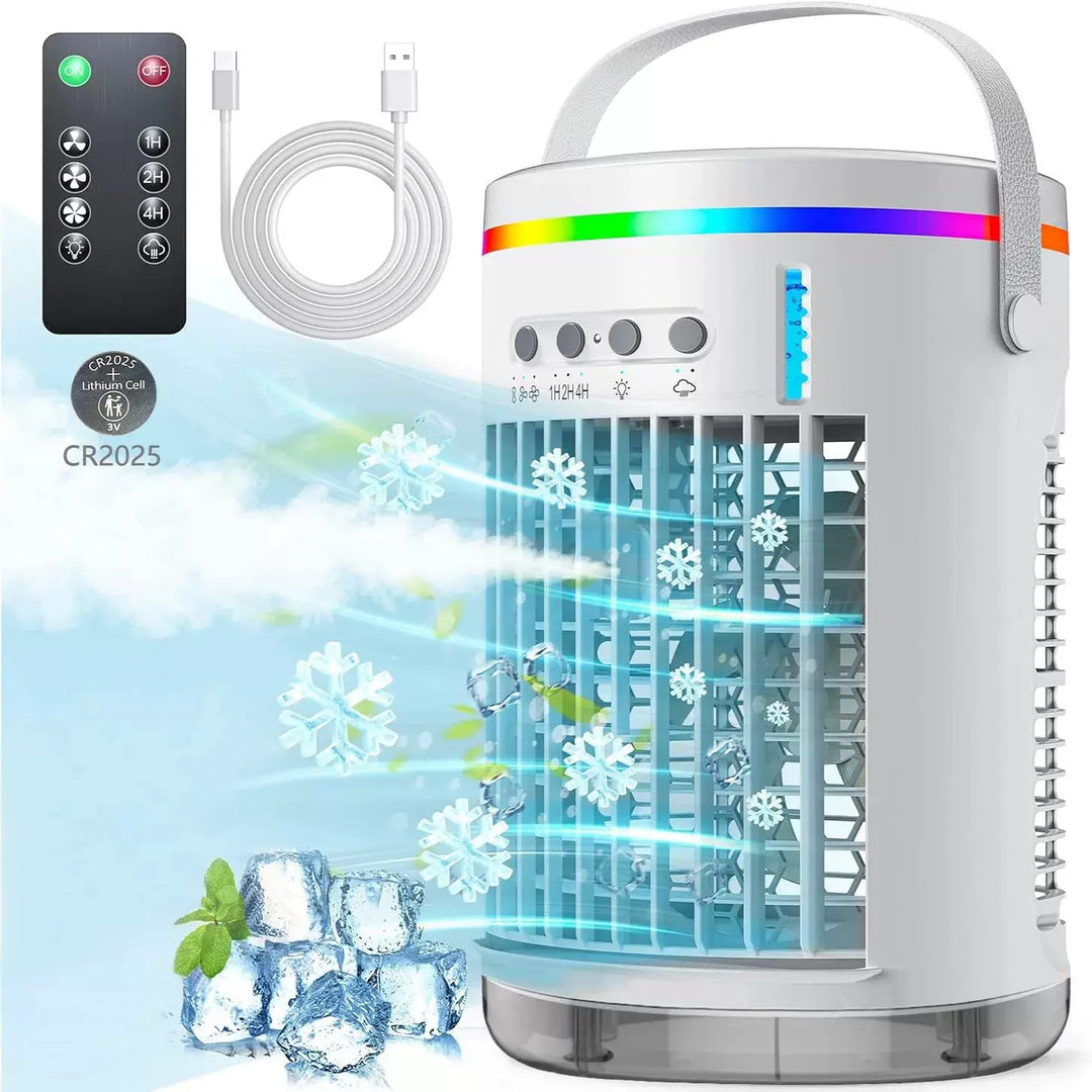 Unisex one size compact portable evaporative air cooler with USB power remote control LED mood light Stornfield
