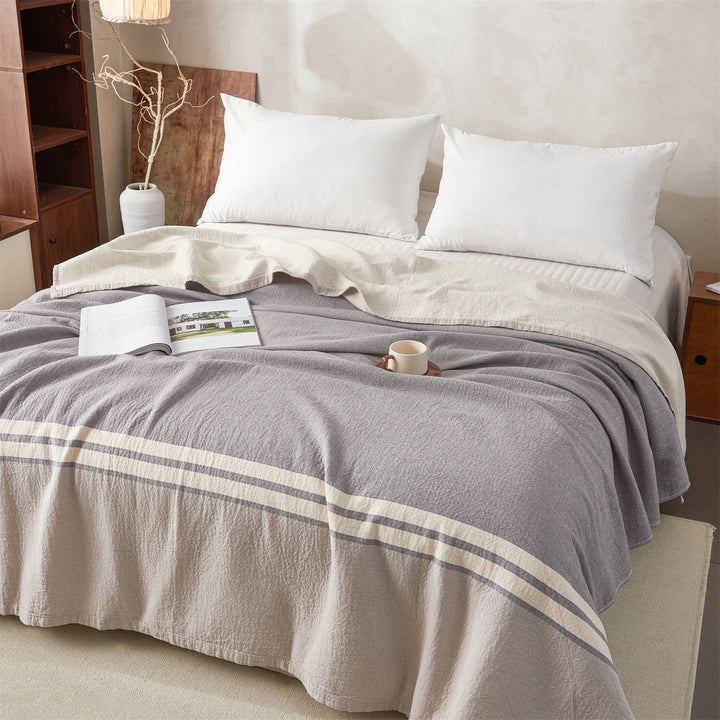 Reversible Floral Jacquard Cotton Coverlet Quilt Bedspread