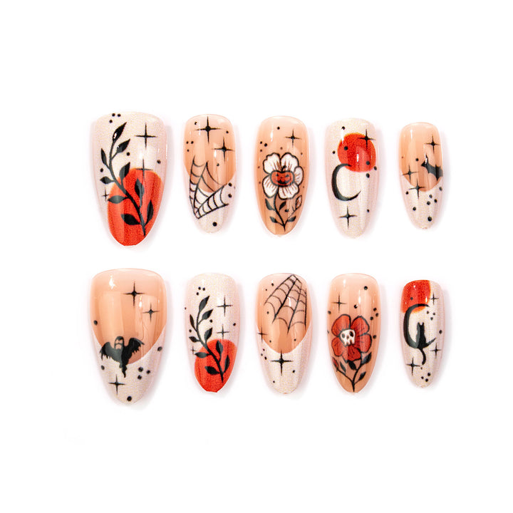 Artistic Gothic Floral Press-On Nail Art Set Stornfield