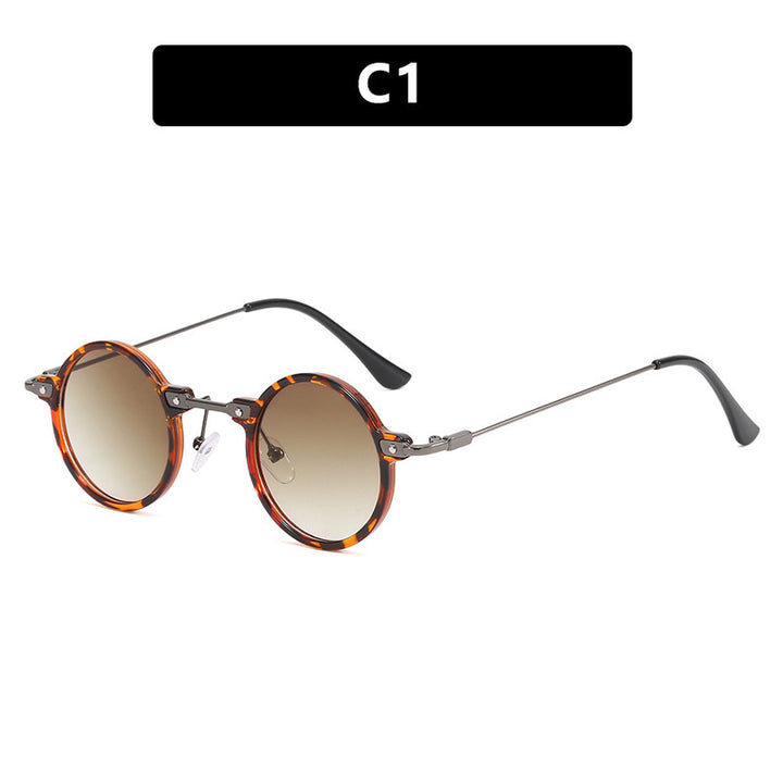 Women's round sunglasses with stylish metal frame and large blue lenses Stornfield