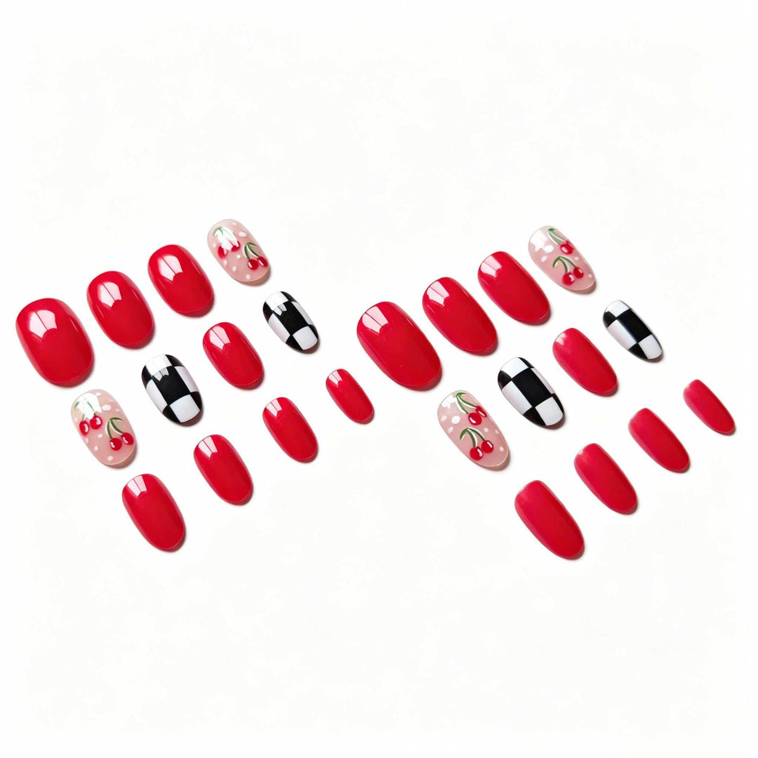 Creative Cherry and Checkered Nail Art Kit