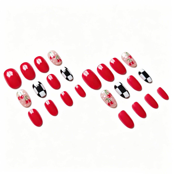 Creative Cherry and Checkered Nail Art Kit