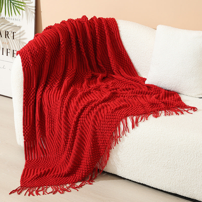 Women's stylish living room throw blanket with fringe pattern Stornfield