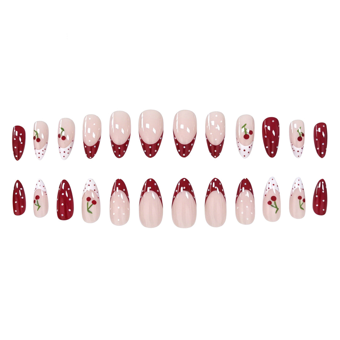 Cherry-Themed Acrylic Nail Art Enhancements Stornfield