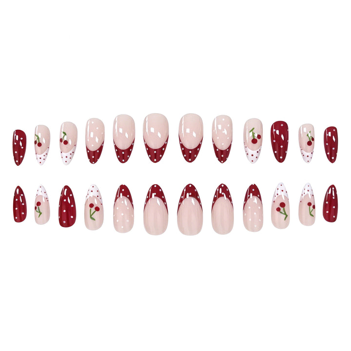 Cherry-Themed Acrylic Nail Art Enhancements Stornfield