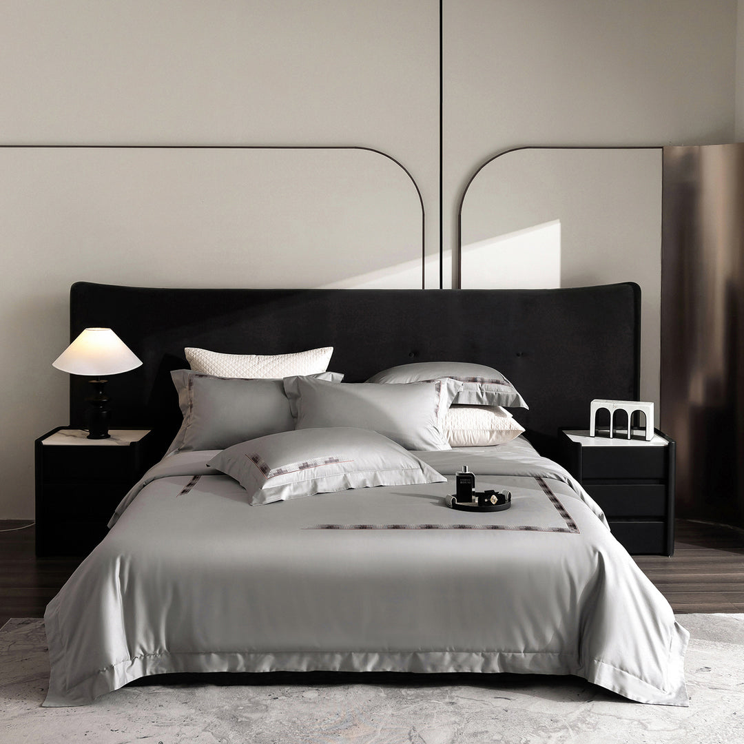 Luxury Egyptian Cotton Sateen Bedding Set with Embroidered Border