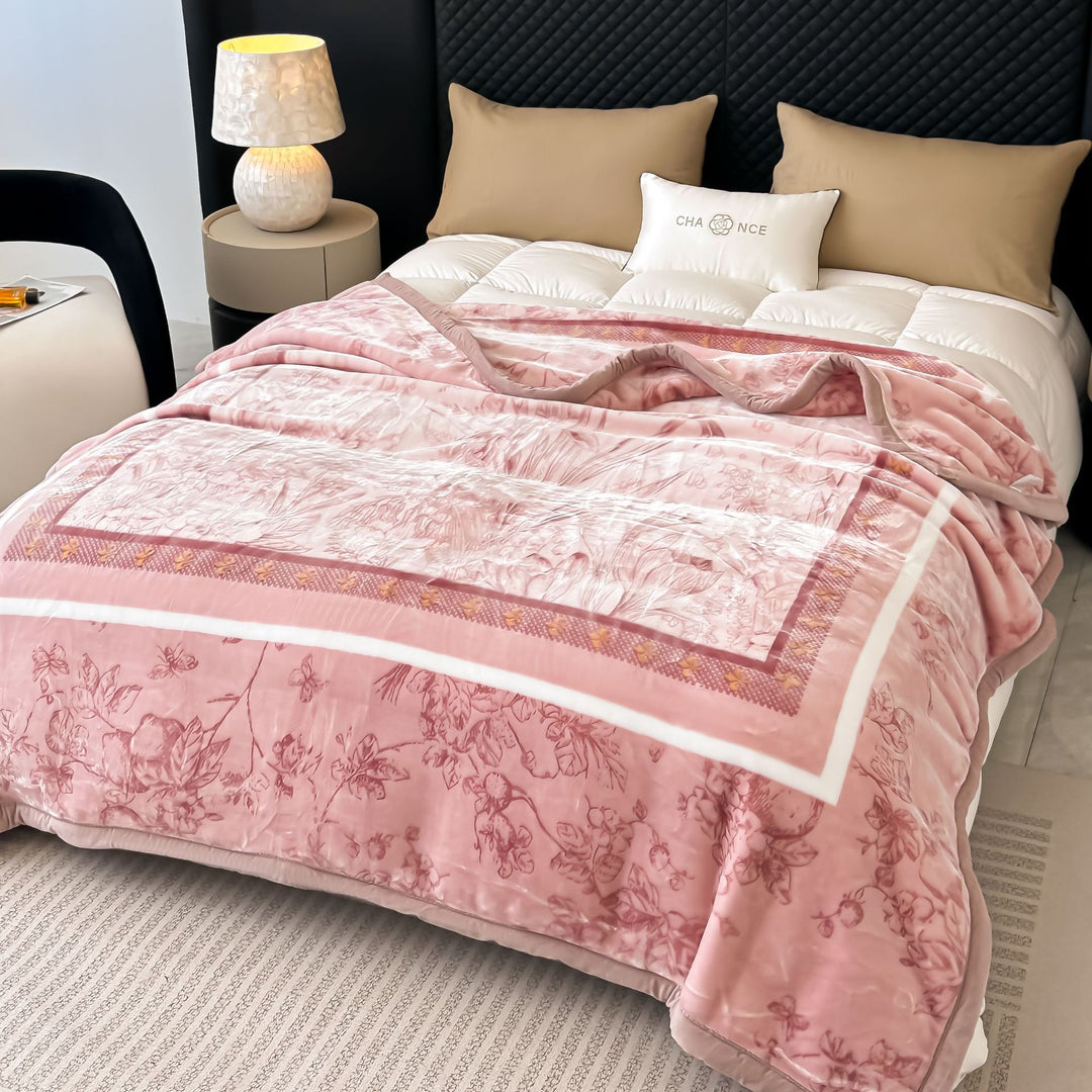 Floral Patterned Fleece Throw Blanket Stornfield