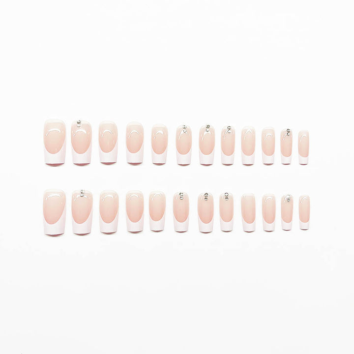Elegant artificial nail set with high-gloss finish and rhinestone decorations Stornfield