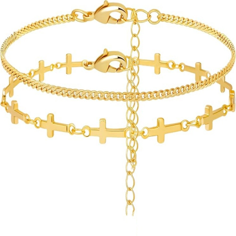 Layered Cross Charm Bracelet Stornfield
