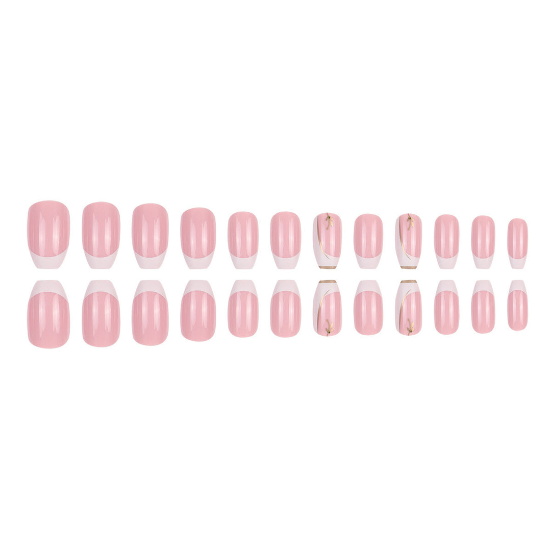 Elegant Almond-Shaped Press-On Nails with Floral Accents Stornfield