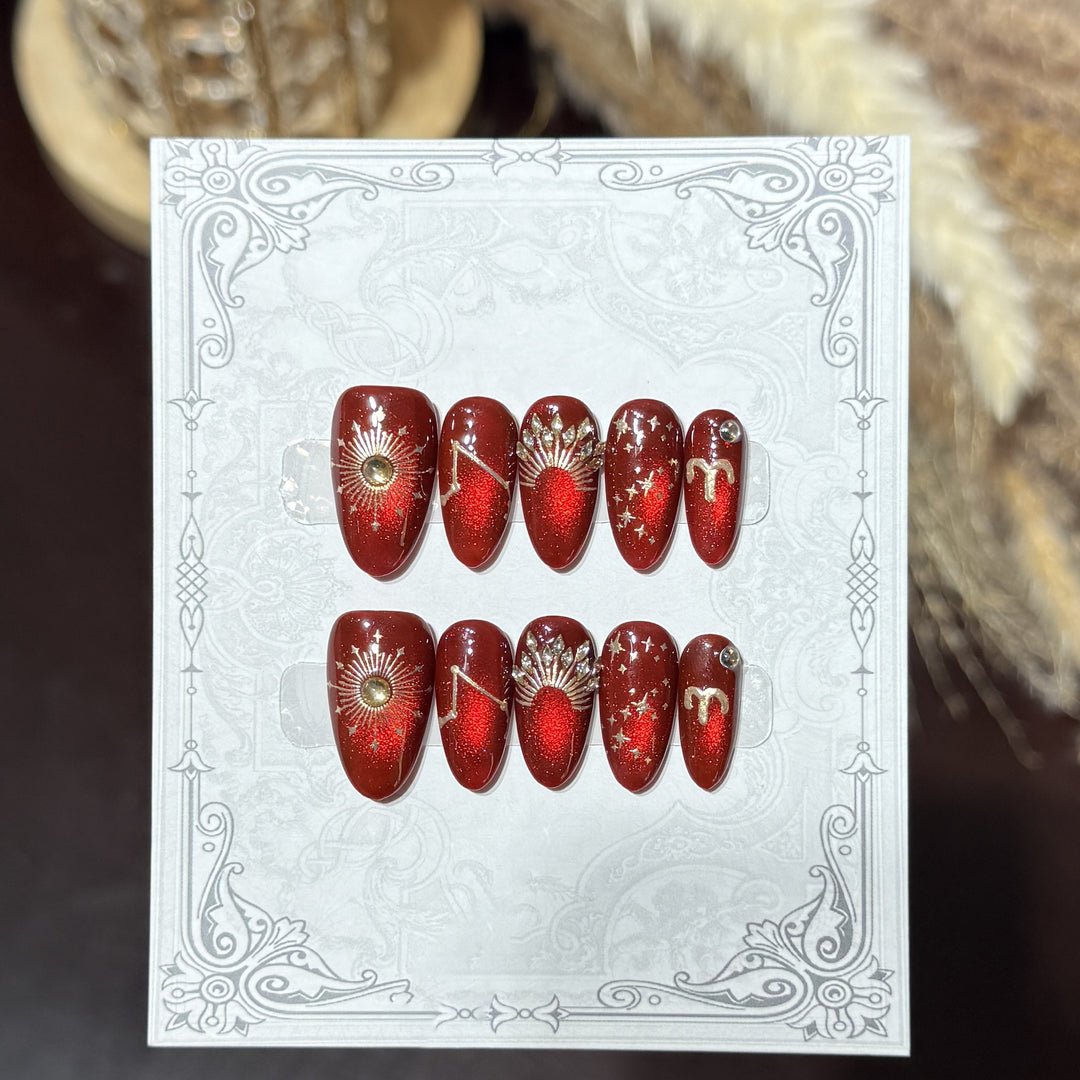 Decorative Press-On Nail Set with Celestial Accents Stornfield