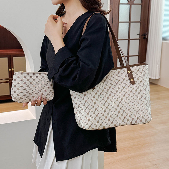 Elegant Designer Tote Bag with Matching Pouch