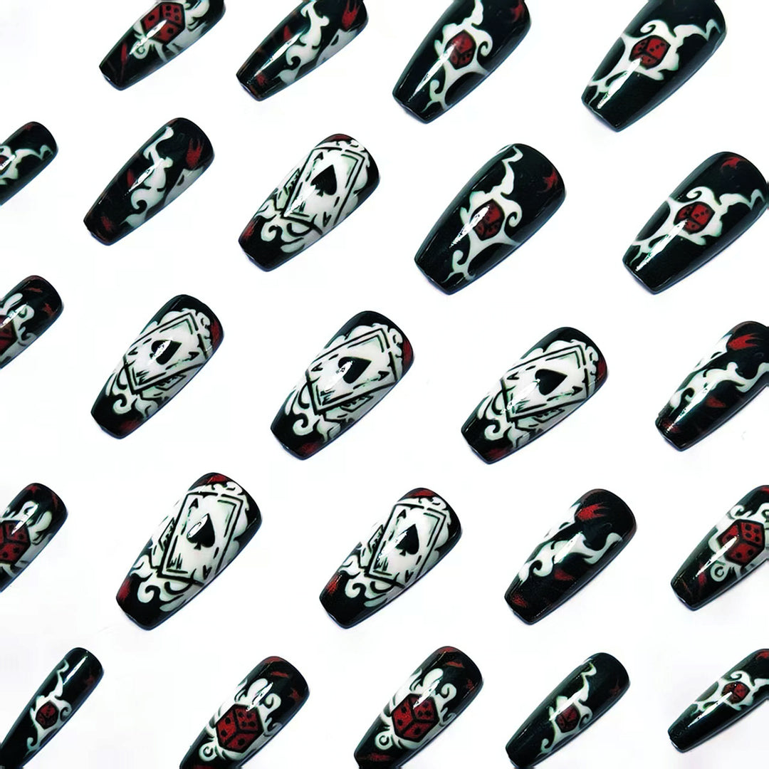 Artificial nails with playing cards and dice motif Stornfield