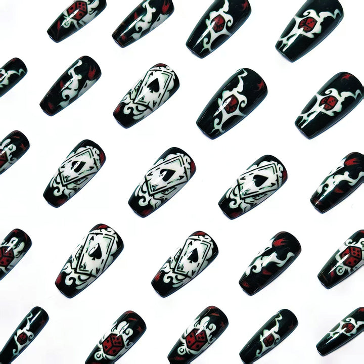 Artificial nails with playing cards and dice motif Stornfield