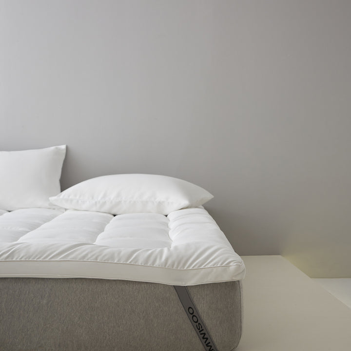Extra soft quilted mattress topper with border piping and non-slip underside