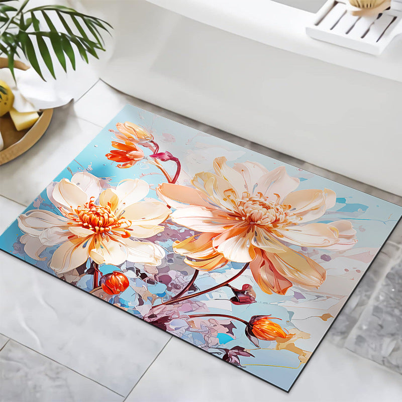 Textured Floral Design Bath Mat Stornfield