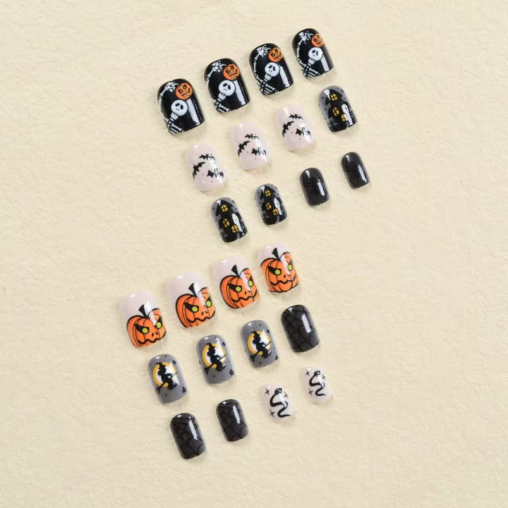 Artificial nail set with Halloween motifs and creepy designs Stornfield