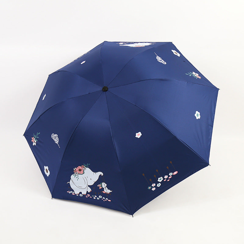 Women Folding Umbrella with Cute Elephant Design Stornfield