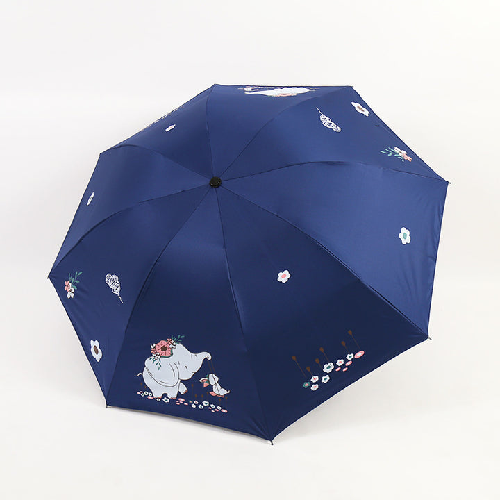 Women Folding Umbrella with Cute Elephant Design Stornfield