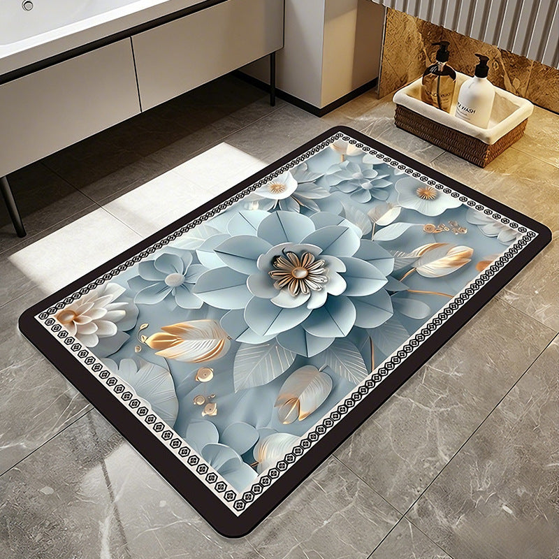Floral Patterned Comfort Bath Mat Stornfield