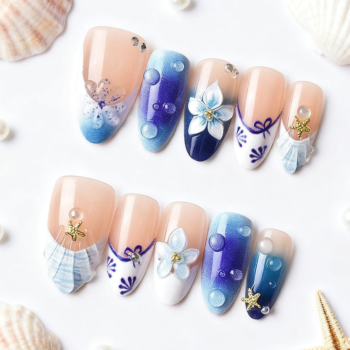 Artistic Floral Pattern Press-On Nail Art Set Stornfield
