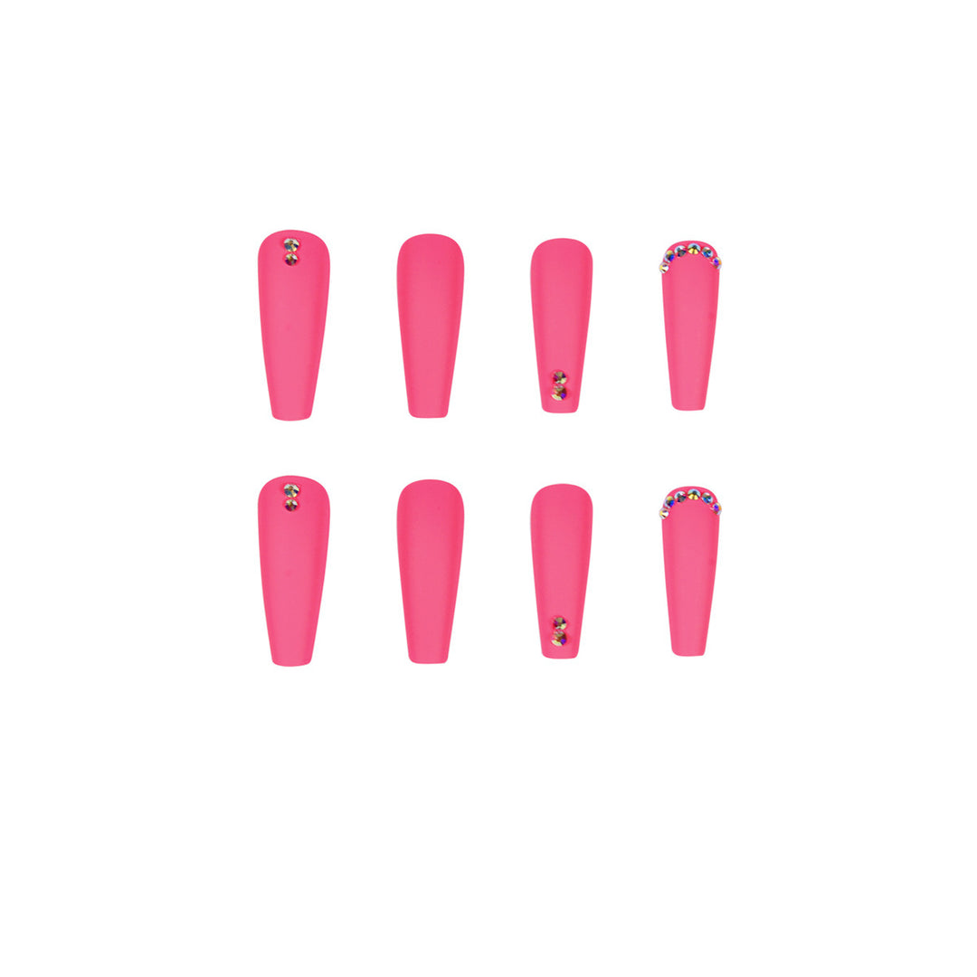 Artificial nail set with matte finish and sparkling rhinestone embellishments Stornfield