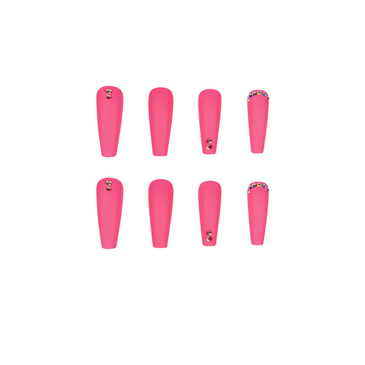 Artificial nail set with matte finish and sparkling rhinestone embellishments Stornfield