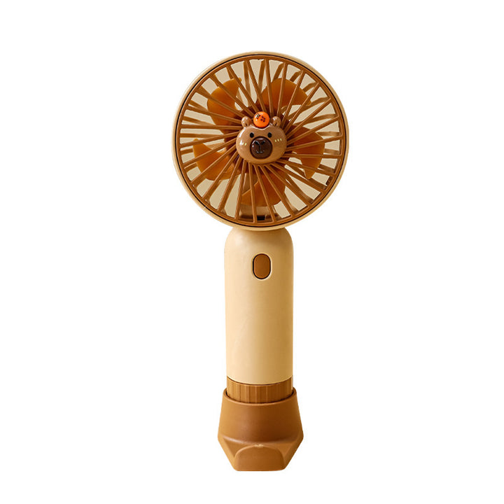 Cooling portable rechargeable handheld mini fan with detachable base stand cute animal-face safety grille USB-C charging Stornfield