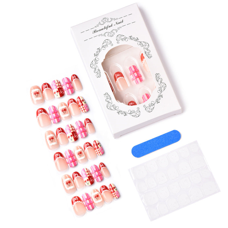 Decorative Cherry Pattern Press-On Nail Art Set
