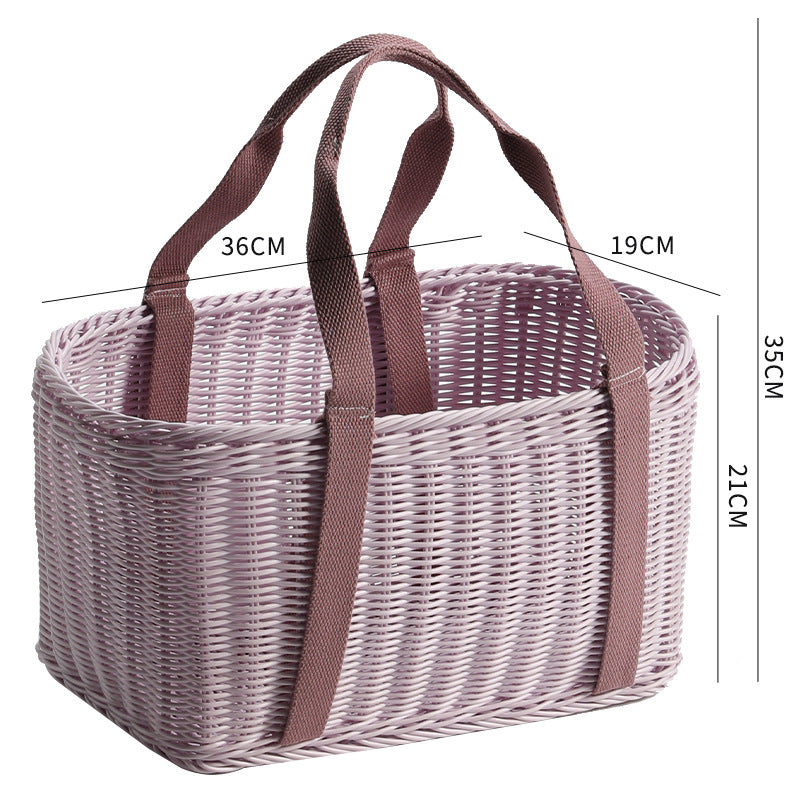 Unisex Robust braided shopping basket with comfortable fabric handles Stornfield