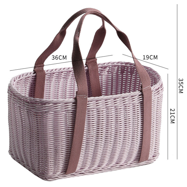 Unisex Robust braided shopping basket with comfortable fabric handles Stornfield