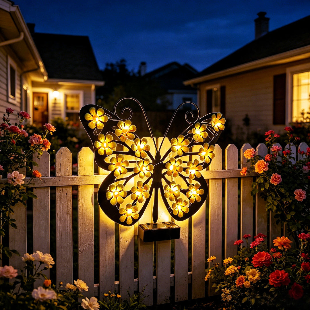 Decorative LED Butterfly Wall Light With Floral Micro-LED Accents And Battery-Powered Control Stornfield