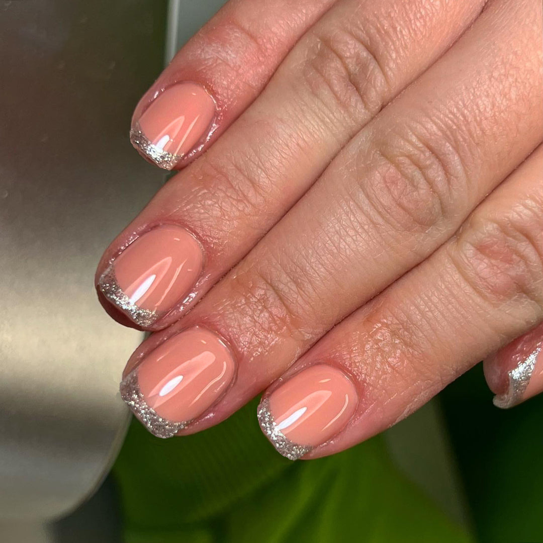 Sparkling French Tip Press-On Nails Stornfield