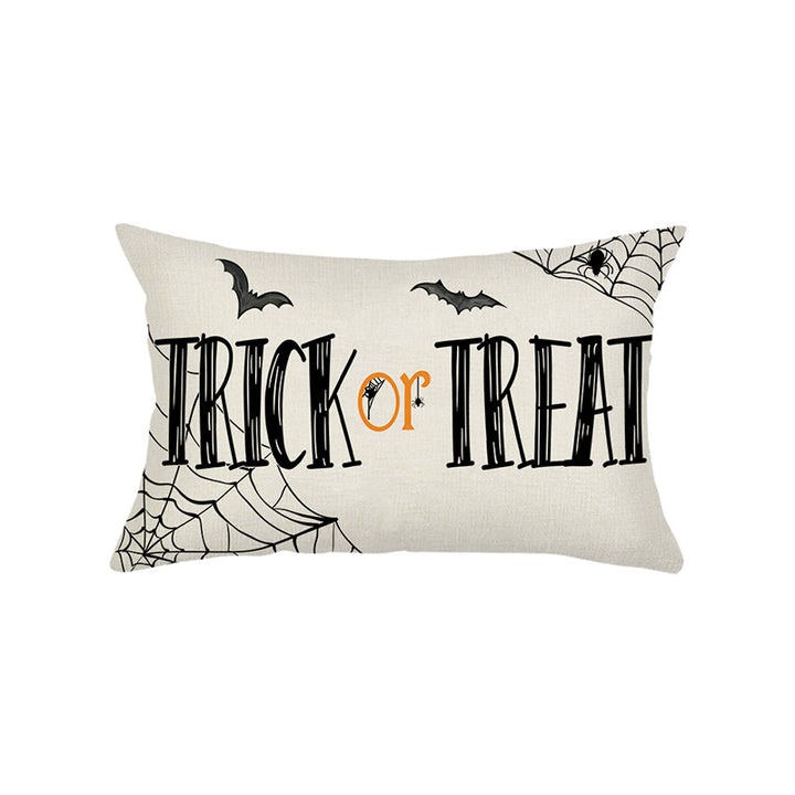 Halloween Decorative Lumbar Pillow Cover with Script Typography and Hidden Zipper